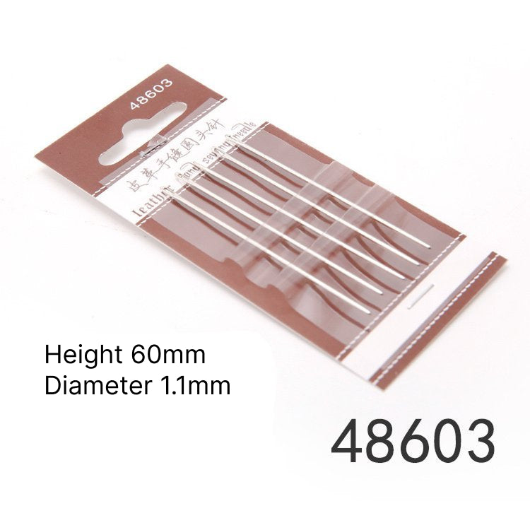 Leather hand sewing needles pack 48603, 60mm height, 1.1mm diameter, 5 pcs