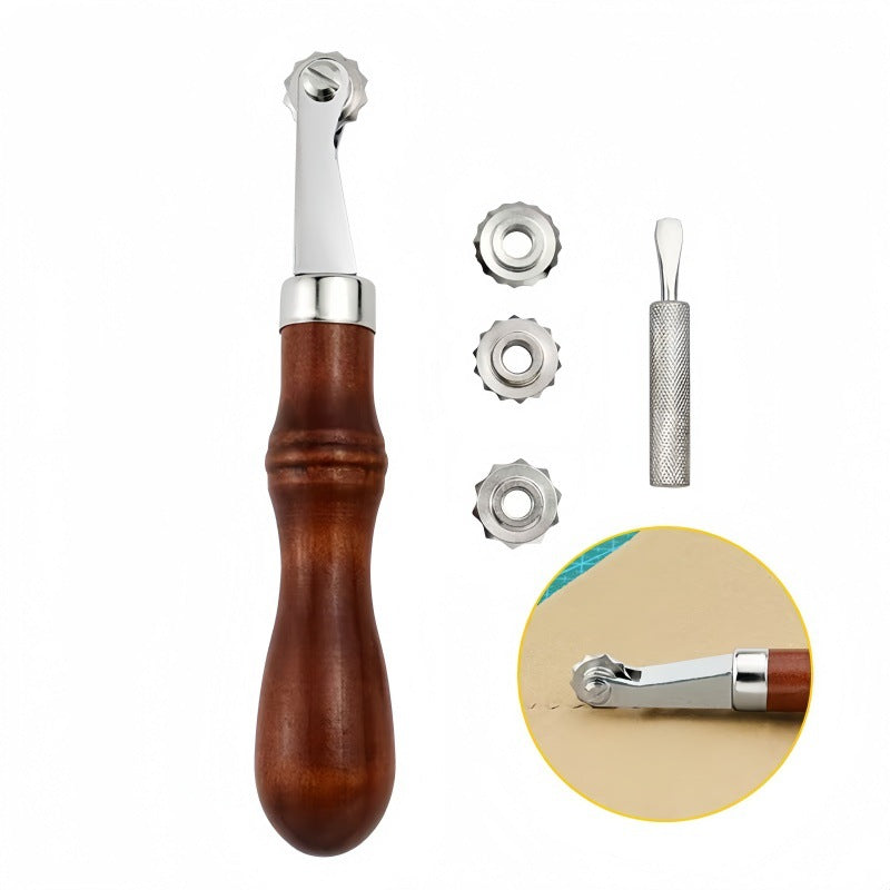 American-Style Leather Spacing Wheel – Adjustable Stitching Pricking Wheel with Interchangeable Rollers