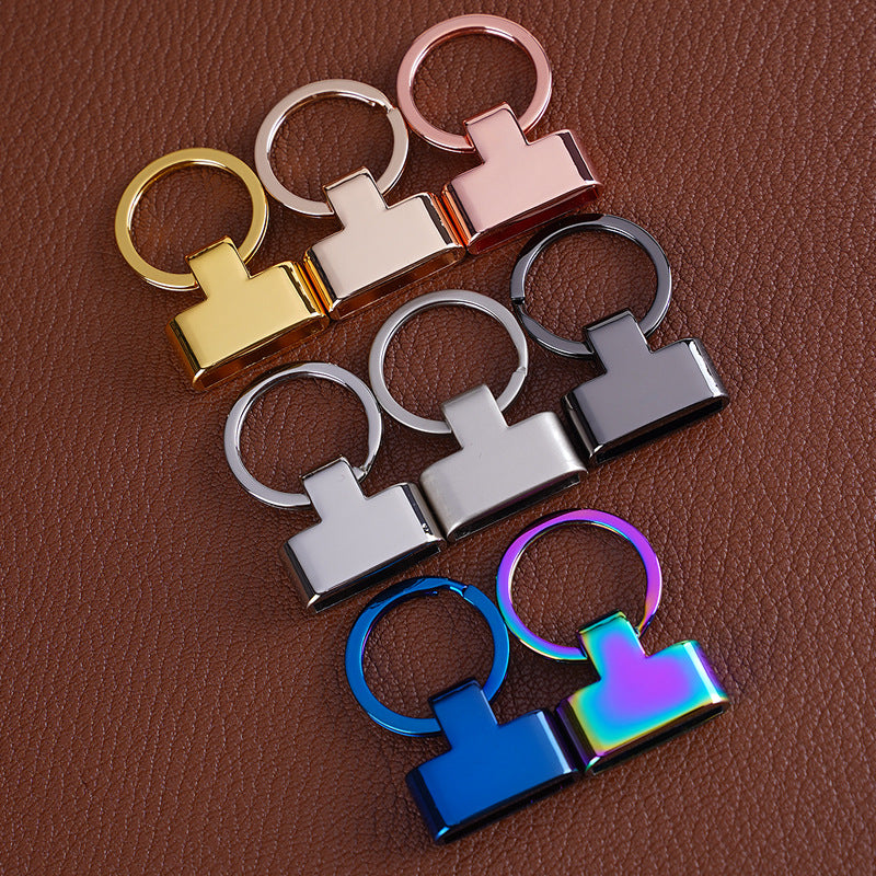 Metal T-bar key ring clasp set with square T-bar, multiple finish colors