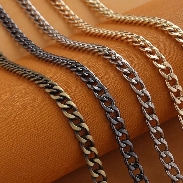 Metal bag chain strap with gold and silver-tone linked chain detail