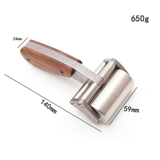 Heavy duty leather roller with stainless steel cylinder and wooden grip handles