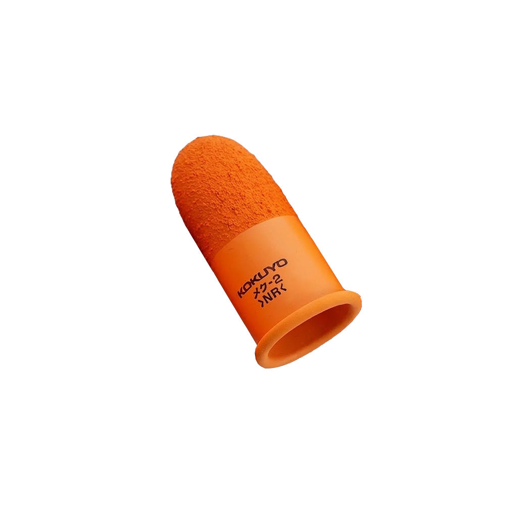 Orange silicone finger guard sleeve with textured pad and open cuff