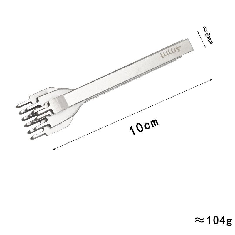Steel leather stitching chisel with toothed head, 10cm length; weight about 104g