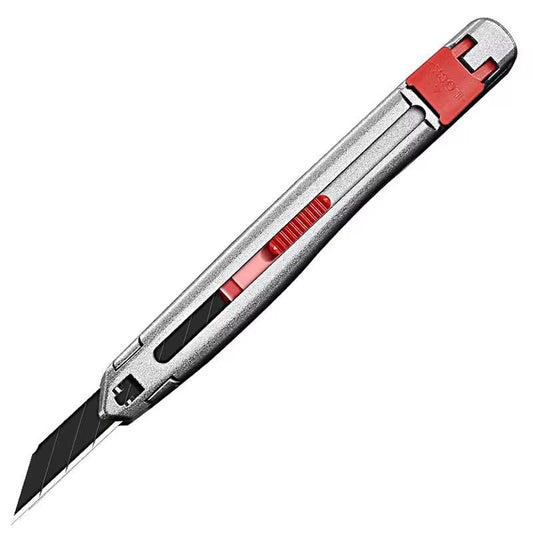 Zinc alloy utility craft knife with snap-off blade, black and red handle