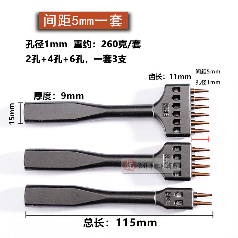 Single black round hole punch tool with copper prongs and marked 4mm head