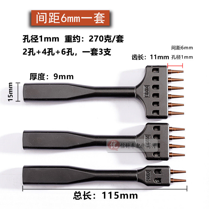 Single black round hole punch tool with copper prongs and marked 5mm head