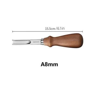 Leather edge beveler tool, A8mm width, beech handle with stainless steel blade