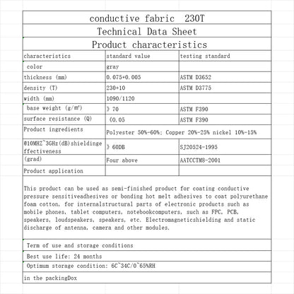 RFID Blocking Fabric EMF Shielding Fabric 230T For Radiation Protection
