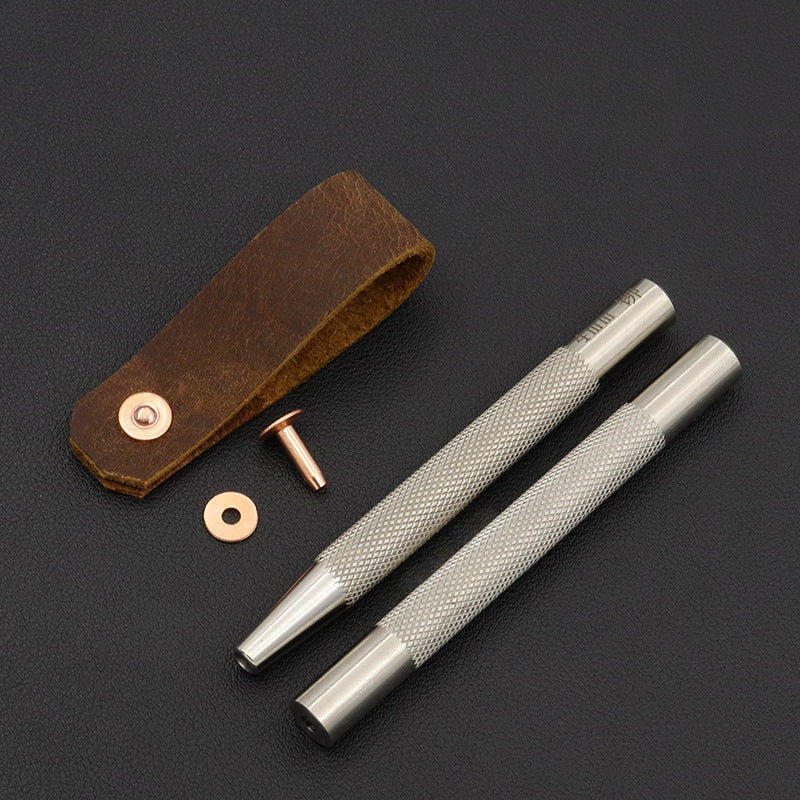 Meteorite Pattern Copper Rivet Setting Tool for DIY Handmade Leathercraft, No.9/No.12 American Rivet Sizes