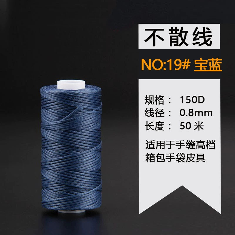 Waxed leather stitching thread spool, sapphire blue, 0.8mm, 50 m