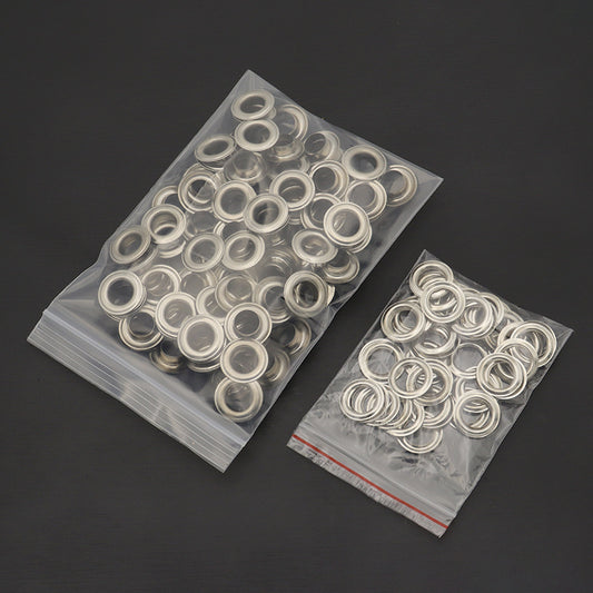 Silver metal eyelets with washers, 19mm outer size, 10.3mm inner diameter
