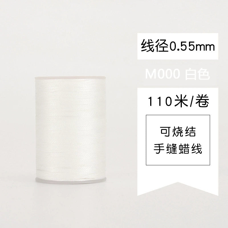 Waxed leather stitching thread spool in white