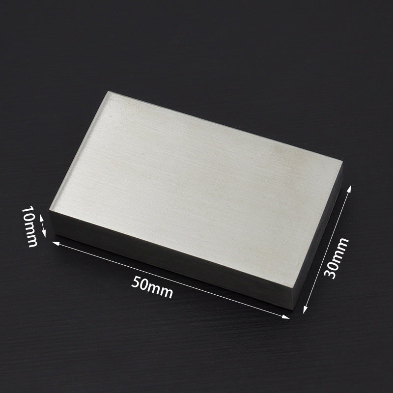 Metal base block for zipper detatcher set, showing 50mm and 30mm