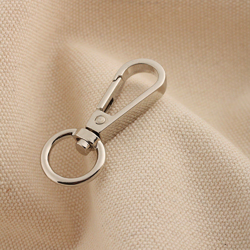Silver swivel lobster claw hook buckle with round keyring and spring clasp