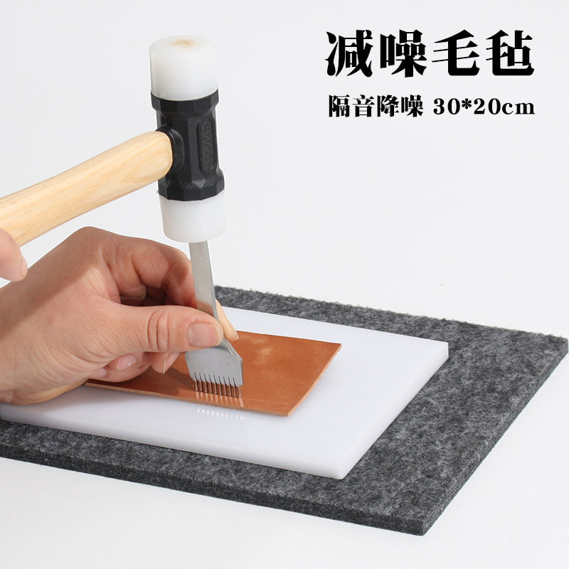 Dark grey noise reduction felt mat with dense texture, 30x20 cm