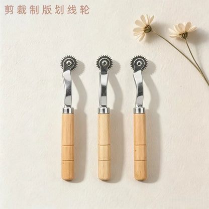 Wooden Handle Stainless Steel Tracing Wheel – Leather & Fabric Pattern Marking Tool