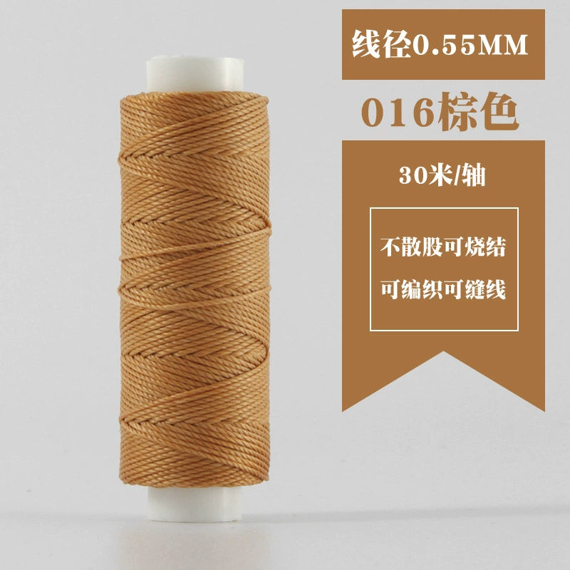 Waxed round thread spool, light brown-beige color for hand stitching leather