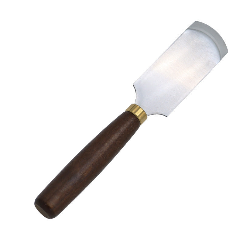 D2 Steel Leather Skiving Knife with Walnut Handle – Professional Leathercraft Thinning & Beveling Tool, Flat/Round/Bevel Blade