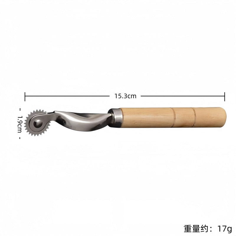 Wooden Handle Stainless Steel Tracing Wheel – Leather & Fabric Pattern Marking Tool