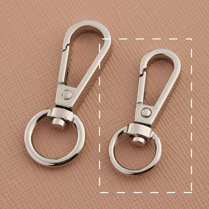 Swivel lobster claw hook buckle in silver-tone metal with round ring clasp