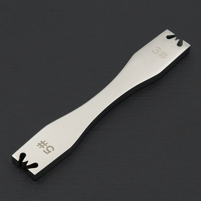 Stainless steel #5 zipper detatcher tool with side notch for teeth
