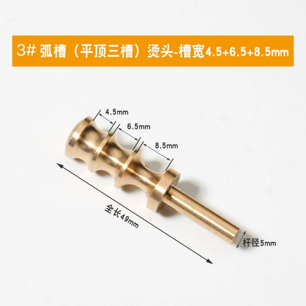 Brass arc groove burnisher tip with 3 slots for soldering iron