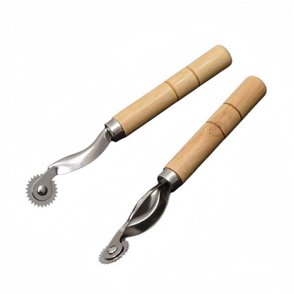 Wooden Handle Stainless Steel Tracing Wheel – Leather & Fabric Pattern Marking Tool