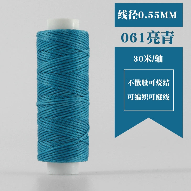 Waxed round thread spool in turquoise blue