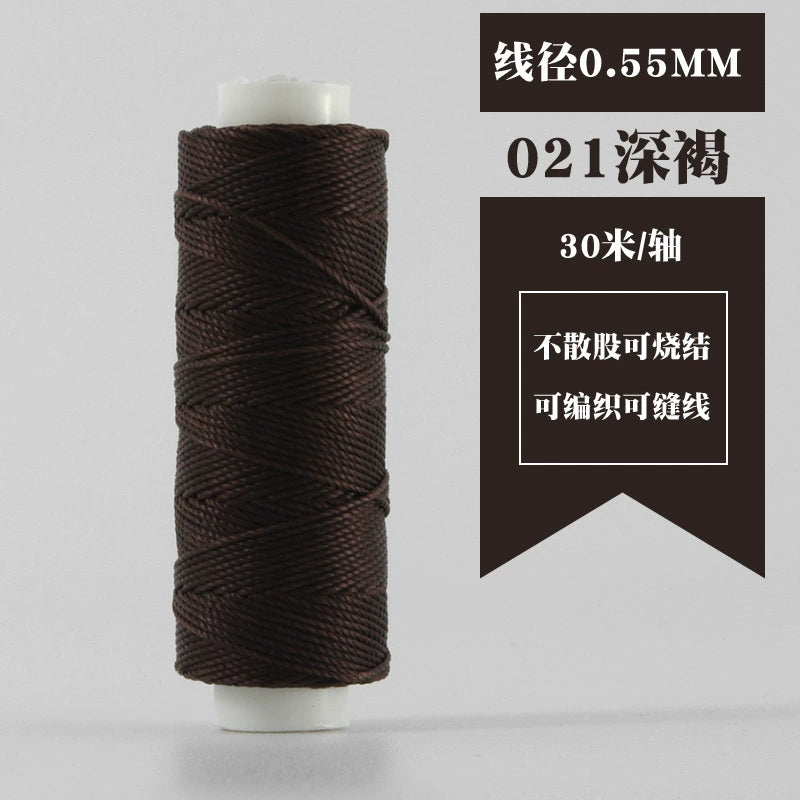 Waxed round thread spool, very dark brown color for hand stitching leather