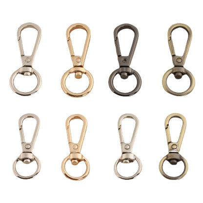 Swivel lobster claw hook buckle set with mixed silver, gold, and dark metal finishes