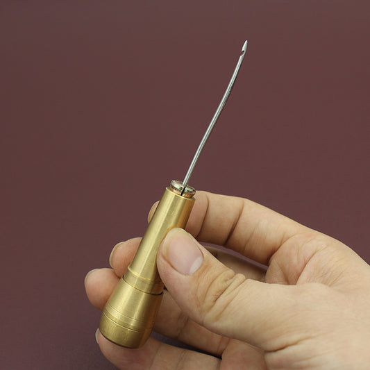 Brass Handle Interchangeable Awl Set – Leather Sewing, Bookbinding & Repair Tool