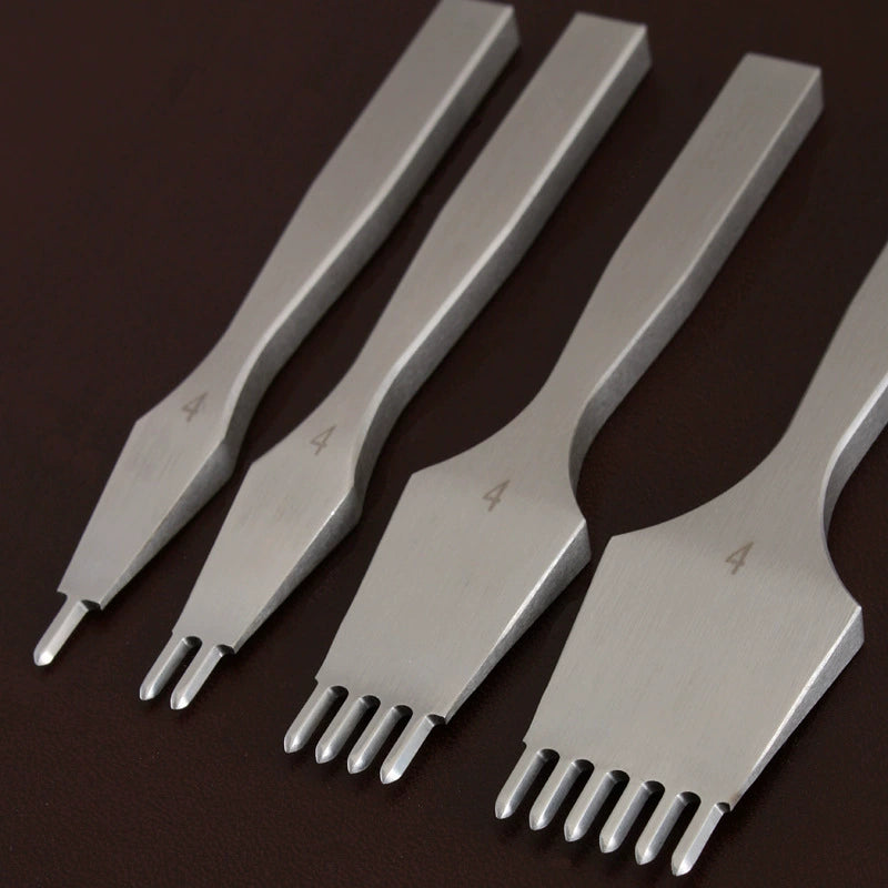 Leather hole punch set, steel chisel tools with white finish and pointed ends