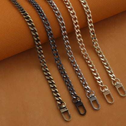 Metal bag chain strap with chunky links and silver-tone swivel clasps