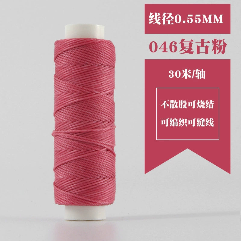 Waxed round thread spool in dusty rose pink