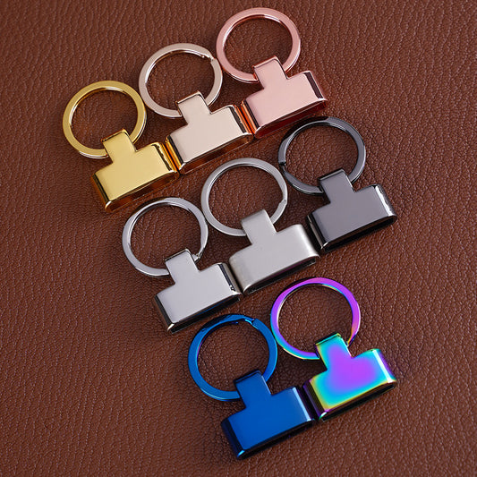 Metal T-bar key ring clasp set with square T-bar, multiple finish colors