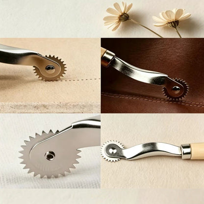 Wooden Handle Stainless Steel Tracing Wheel – Leather & Fabric Pattern Marking Tool