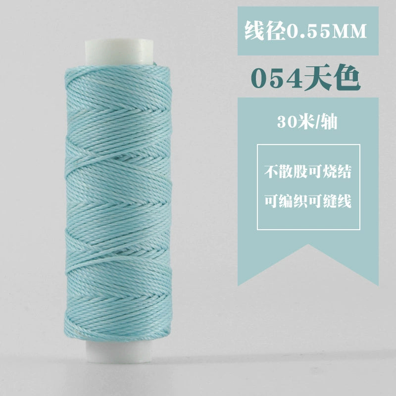 Waxed round thread spool, 0.55mm, 30m, light blue
