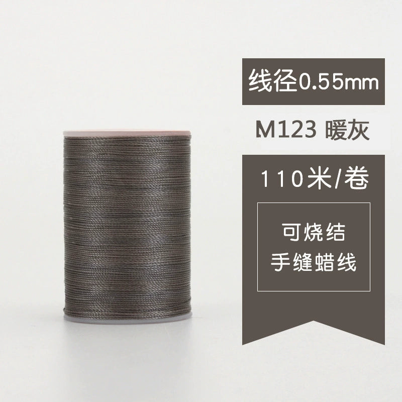 Waxed leather stitching thread spool, gray 0.55mm, 110m