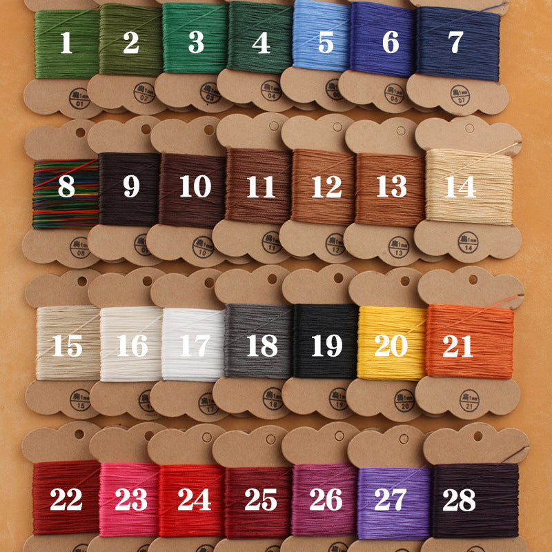 1mm/30meters Flat Waxed Polyester Thread For Leather Hand Sewing in 28 Colors