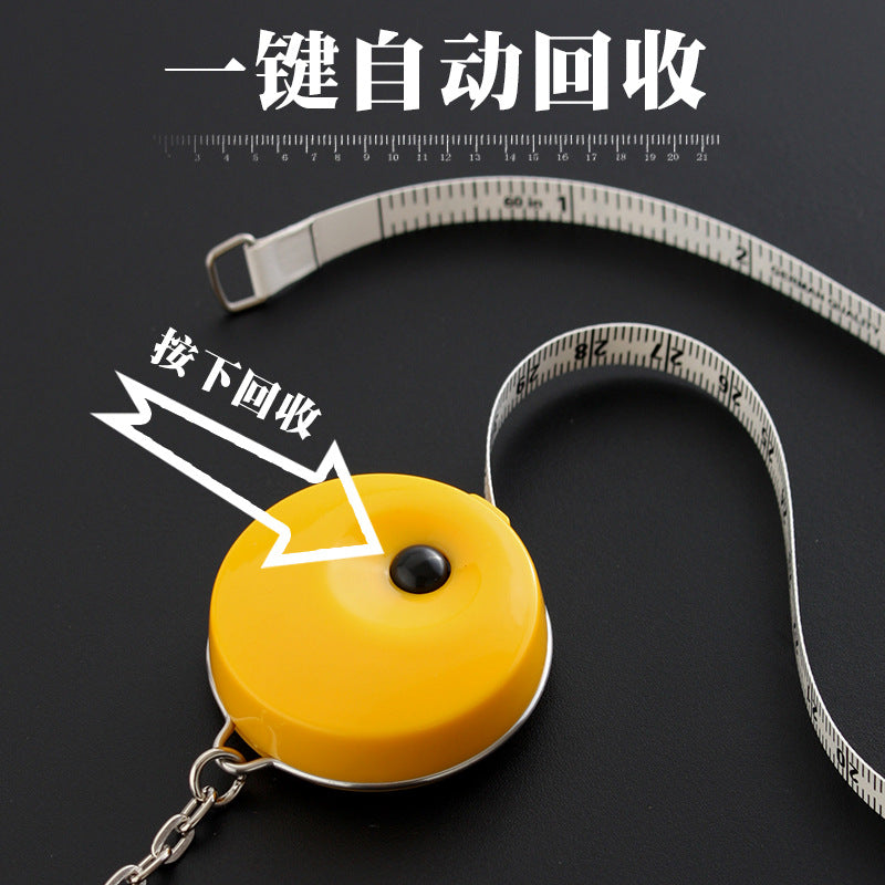 Mini Push-Button Auto-Retractable Soft Tape Measure Keychain – 150cm Flexible Cloth Ruler for Sewing, Tailoring & Body Measurements, Portable Measuring Tape