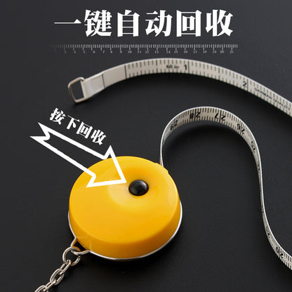 Mini Push-Button Auto-Retractable Soft Tape Measure Keychain – 150cm Flexible Cloth Ruler for Sewing, Tailoring & Body Measurements, Portable Measuring Tape