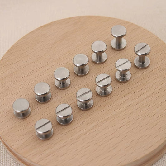 Stainless steel belt rivet screw nails with flat heads and I-shaped posts, set of pieces