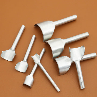Set of semicircle leather punch cutters, silver metal tools with stamped sizes