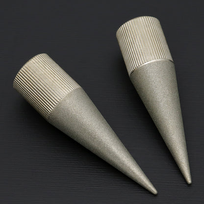 Diamond emery tapered grinder tool with ribbed abrasive end and pointed metal tip