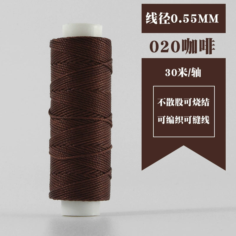 Waxed round thread spool, dark brown color for hand stitching leather