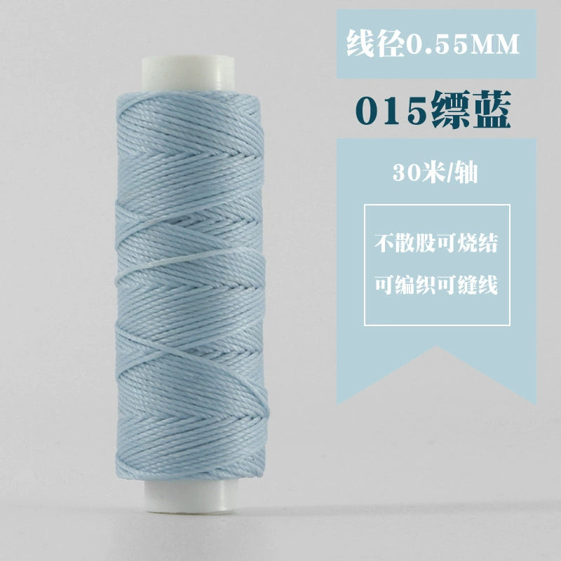 Waxed round thread spool, light powder blue color for hand stitching leather
