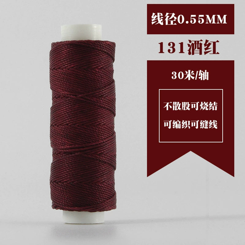 Waxed round thread spool, 0.55mm, 30m, burgundy