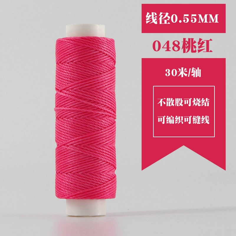 Waxed round thread spool in vivid pink