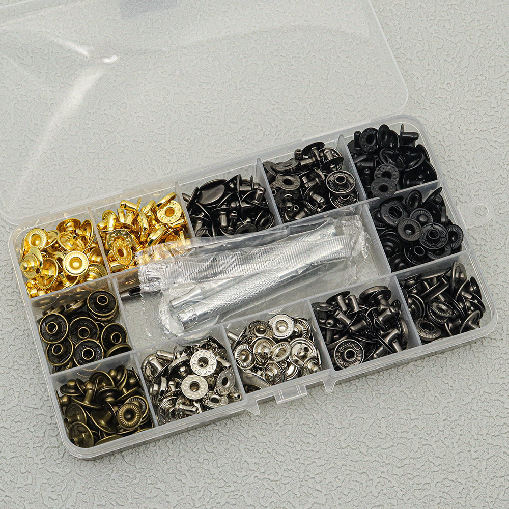 120-Piece Metal Snap Fastener Kit with Installation Tools – 12.5mm 