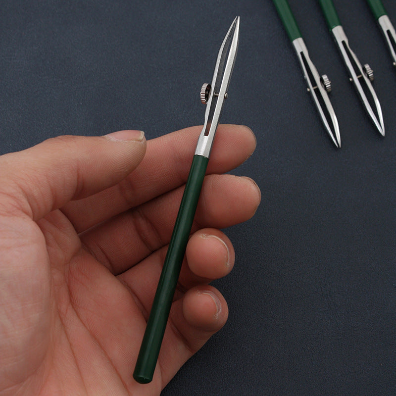 Green handheld leather edge dye applicator tool with metal duckbill tip